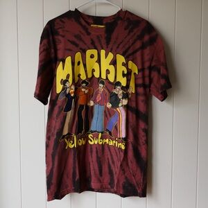 Market x Beatles Yellow Submarine tie-dye pose t-shirt in a red and black swirl